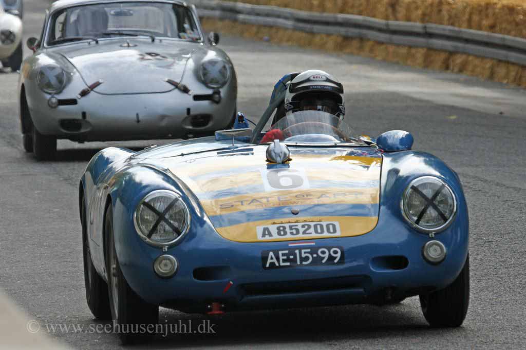 Porsche 550 SpiderRS 1500cc 1955<br>Gijs Van Lennep<br>Porsche 356 Carrera 2 1966cc 1963<br>Thorkild Stamp