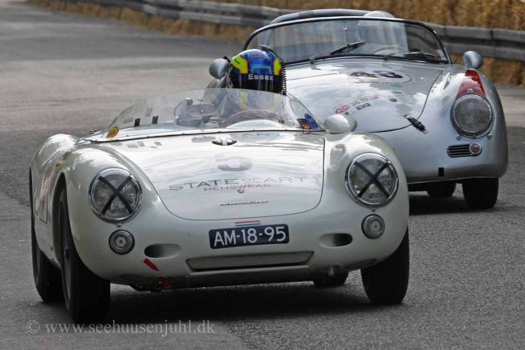 Porsche 550 Spyder RS 1500cc 1955<br>Casper Elgaard<br>Porsche 356 Speedster 1582cc 1958<br>Peter Iversen