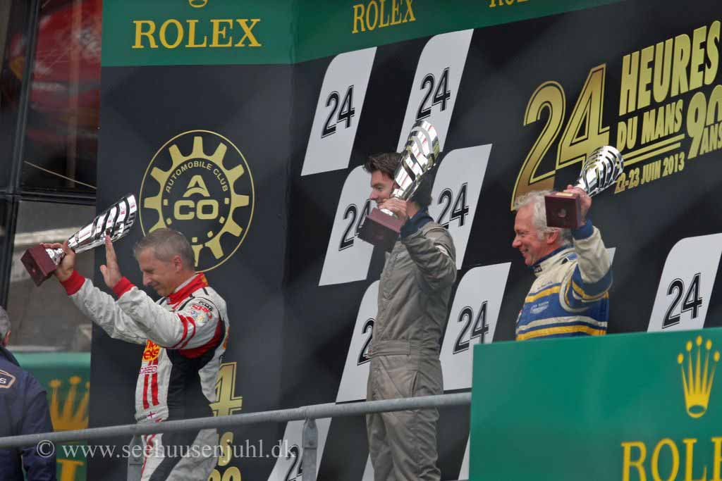 Le Mans Legends 2013. 2 Jon Mimshaw, 1 Alex Buncombe, 3 Gary Pearson