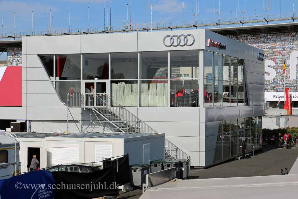Audis hospitality center in the paddock